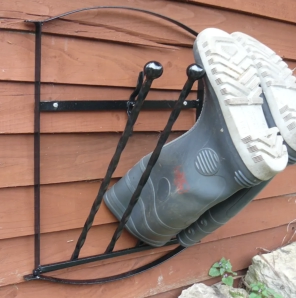 wrought iron boot rack wall mounted 2 pair